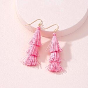 Pink Western Tassel Earrings